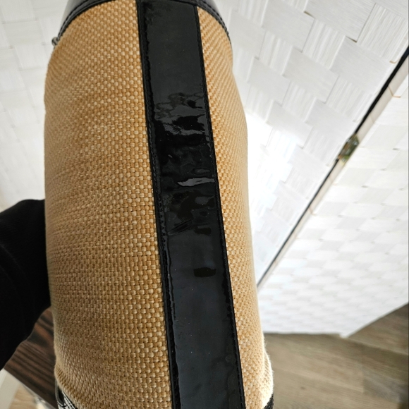 Cole haan Halsey straw and patent leather tote handbag - Picture 5 of 7